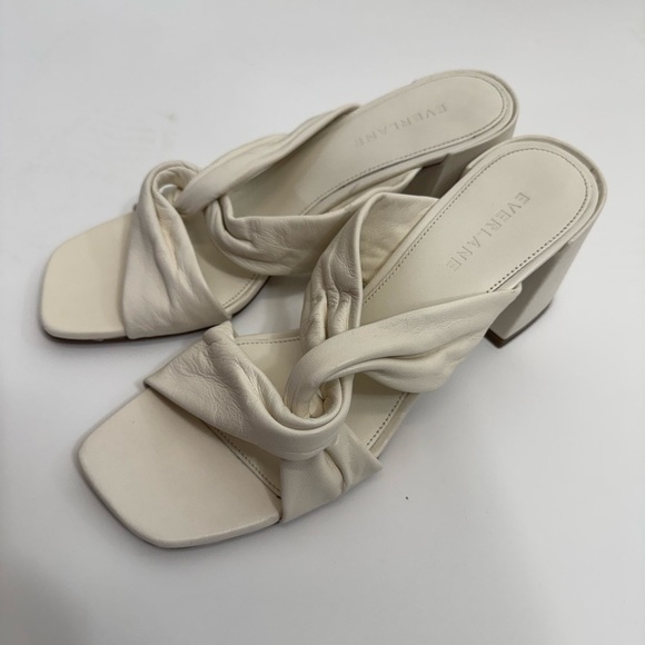 Everlane The Day Twist Heel Slip On Sandal Nappa Leather Cream Size 7.5 - Picture 4 of 11